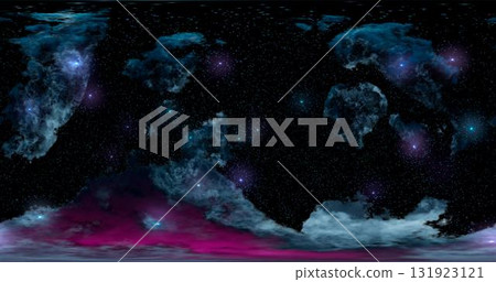3d rendering. Space background with nebula and stars. Environment 360 HDRI map. Equirectangular projection, spherical panorama. 3d rendering. Space background with nebula and stars. Environment 360 HDRI map. Equirectangular projection, spherical panorama. 131923121