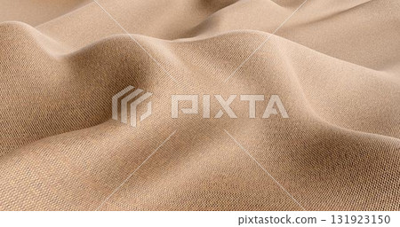 3d rendering. Light brown burlap dense crumpled fabric. Background for your design 3d rendering. Light brown burlap dense crumpled fabric. Background for your design 131923150
