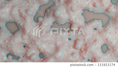 3d rendering. Foam or cream with pink bulbs. Background for your design 3d rendering. Foam or cream with pink bulbs. Background for your design 131923174