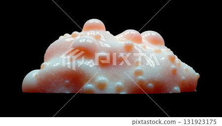 3d rendering. Foam or cream with pink bulbs. Background for your design 3d rendering. Foam or cream with pink bulbs. Background for your design 131923175