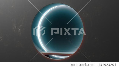 3d rendering. A marble wall with a niche and chambers in it, illuminated with neon light. 3d rendering. A marble wall with a niche and chambers in it, illuminated with neon light. 131923201