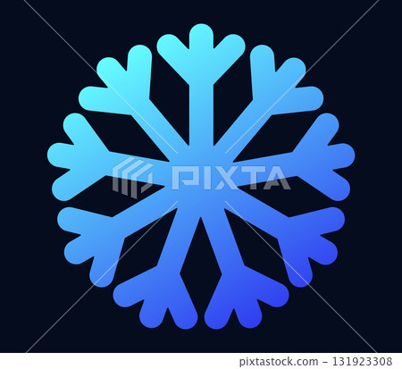 Blue snowflake icon on dark background for winter and christmas design 131923308