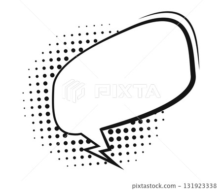Comic speech bubble with halftone cloud for graphic design 131923338