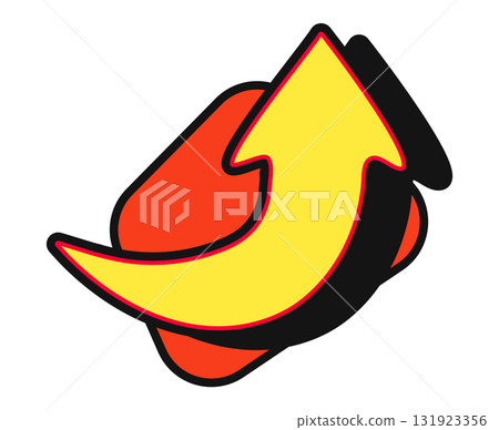 Vibrant pop art arrow with bold colors and dynamic design Vibrant pop art arrow with bold colors and dynamic design 131923356