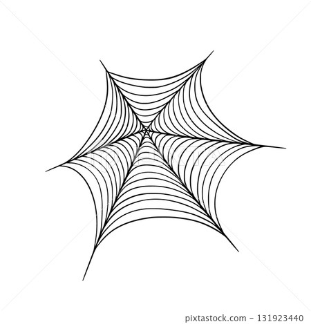 Halloween Spider Web Simple Black Lines Vector Illustration, Isolated Decorative Spooky Cobweb Design Element 131923440