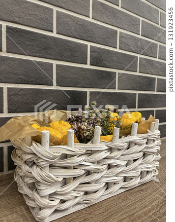 The cafe's bar counter is decorated with yellow zucchini The cafe's bar counter is decorated with yellow zucchini 131923456