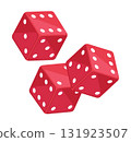 Dice cubes. Isometric casino gambling pieces, backgammon, board game and poker dice 3d vector illustration. Red dice cube on white 131923507