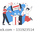 Happy gambling winners. Lucky people win at casino roulette games, gamers with money prize flat vector illustration. Cartoon cheerful gamers win 131923514