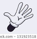 Retro comic book gloved hand. Comic book character body part, cartoon mascot hand in glove flat vector illustration. Comic hand gesture 131923518
