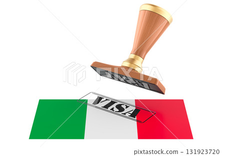 Italy visa stamp, wooden seal. 3D rendering 131923720