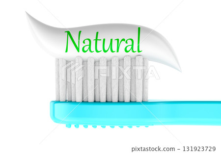 Toothbrush with natural toothpaste. 3D rendering Toothbrush with natural toothpaste. 3D rendering 131923729