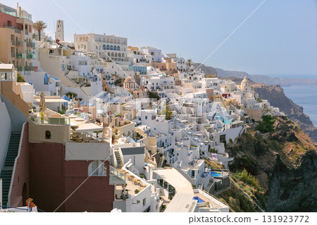 Caldera view from Fira in Santorini, Greece 131923772