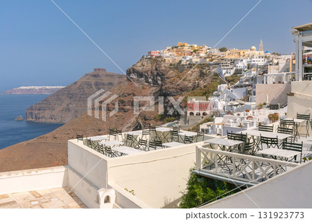 Caldera view from Fira in Santorini, Greece 131923773
