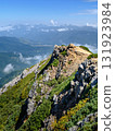 Spectacular mountain views from Mount Karamatsu in the Northern Alps in early autumn 131923984