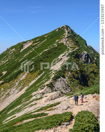 Spectacular mountain views from Mount Karamatsu in the Northern Alps in early autumn 131923997