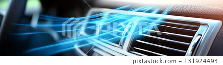 Modern Automotive Air Conditioning System in a Revitalizing Car Interior with Maintenance Equipment Modern Automotive Air Conditioning System in a Revitalizing Car Interior with Maintenance Equipment 131924493