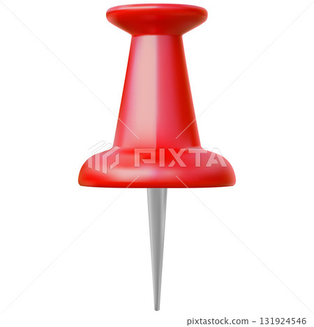 Red push pin 3D plastic style vector icon, realistic thumbtack map geotag, location pointer mark, stationery tool Red push pin 3D plastic style vector icon, realistic thumbtack map geotag, location pointer mark, stationery tool 131924546