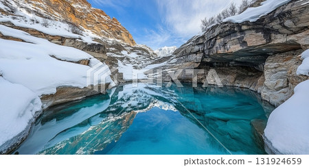 Serene Winter Lake Reflections Majestic Mountain Views, Pristine Snowscapes, and Mirror-like Waters Serene Winter Lake Reflections Majestic Mountain Views, Pristine Snowscapes, and Mirror-like Waters 131924659