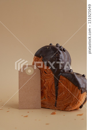 Empty paper note template sample mock up blank for wishes greeting holiday card Heartshaped pastry croissant treat topped with colorful frosting galore. Food experimentation viral dessert baking trend Empty paper note template sample mock up blank for wishes greeting holiday card Heartshaped pastry croissant treat topped with colorful frosting galore. Food experimentation viral dessert baking trend 131925049