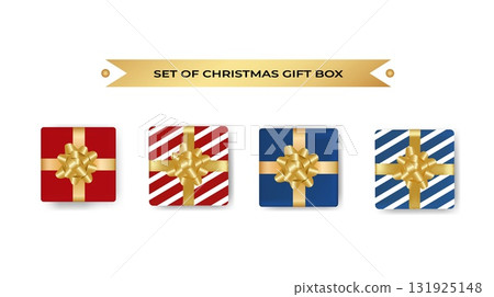 Set of present box Packaged red and blue, striped paper. Set of present box Packaged red and blue, striped paper. 131925148