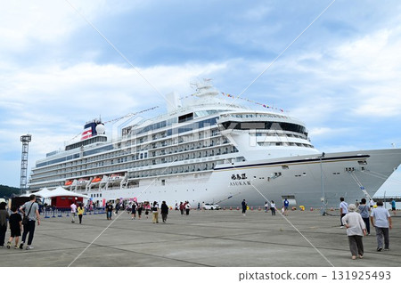 Morning at Miyako Port: Luxury cruise ship Asuka III's first port call 131925493