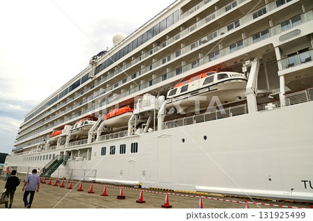 Morning at Miyako Port: Luxury cruise ship Asuka III's first port call 131925499