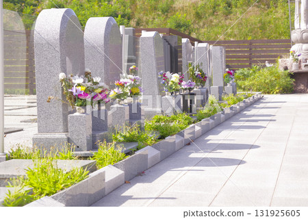 A well-maintained park cemetery 131925605