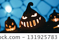 Horror Halloween Pumpkin Silhouette with Scary Bad Look 131925783