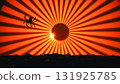 Japanese Horror Halloween Background with Spider Crawling to the Ground 131925785