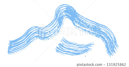 Artistic wavy grunge textured vector blue ink brush stroke border. Abstract turquoise curve dynamic isolated grunge paintbrush for texture design, abstract sound wave, striped mascara, mountain 131925862