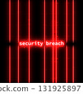Security Breach Warning with Red Laser Light Background 131925897