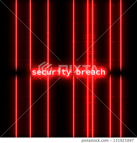 Security Breach Warning with Red Laser Light Background 131925897