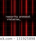 Cybersecurity Warning Screen with Red Laser Beams and Error Message 131925898
