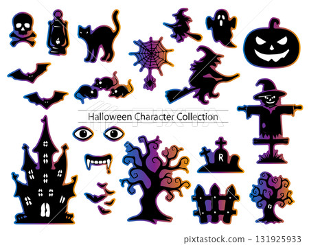Halloween silhouette character set 131925933