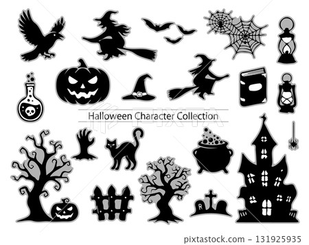 Halloween silhouette character set Halloween silhouette character set 131925935