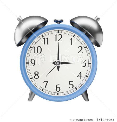 3D realistic alarm clock with metallic bell 131925963