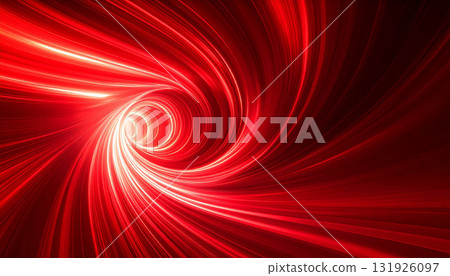 High-speed spiral tunnel emitting red light 131926097