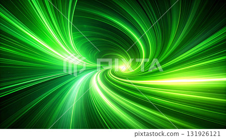 Speeding through a tunnel of green light 131926121