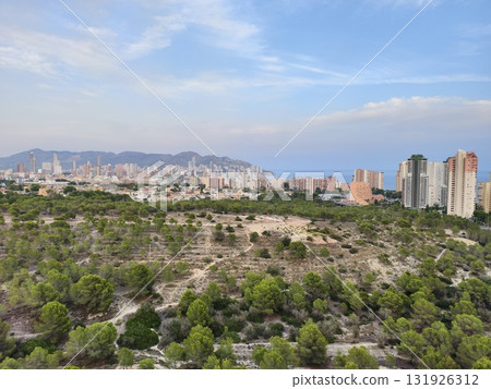 A Beautiful Aerial View of a Vibrant Urban Landscape with a Coastal Horizon and Lush Greenery A Beautiful Aerial View of a Vibrant Urban Landscape with a Coastal Horizon and Lush Greenery 131926312