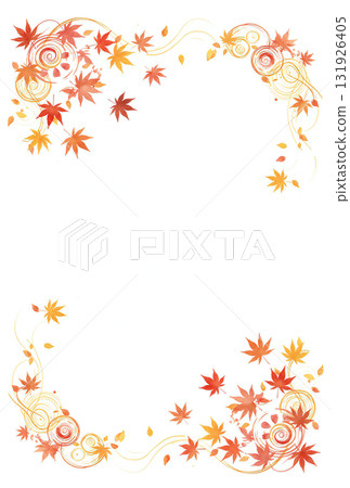 日式設計：美麗的秋季框架，帶有流動的楓葉和漩渦圖案 131926405