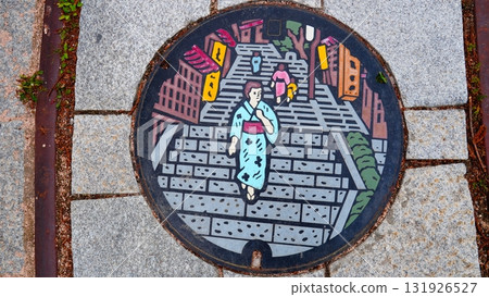 Local manhole cover in Ikaho Onsen, Gunma Prefecture 131926527