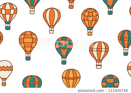 Seamless pattern of bright multi-colored balloons in doodle style on a white background. Seamless pattern of bright multi-colored balloons in doodle style on a white background. 131926748