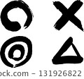Ink brush stroke symbols, circle, triangle, cross, vector 131926822