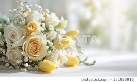 Yellow-themed flower arrangement 131926916