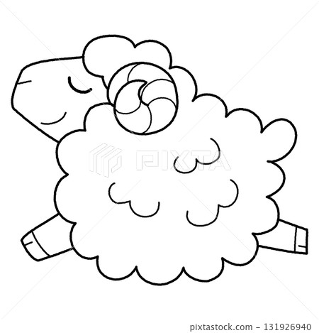 A cute monochrome illustration of a sheep (single item) A cute monochrome illustration of a sheep (single item) 131926940