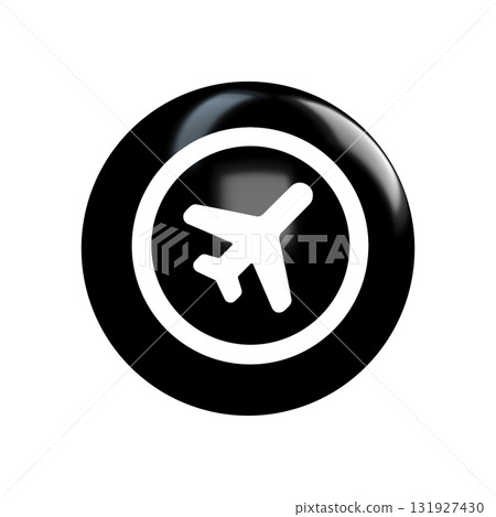 airplane icon on black button airplane icon on black button 131927430