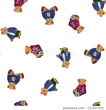 Hand-drawn cute bear textile pattern, 131927529