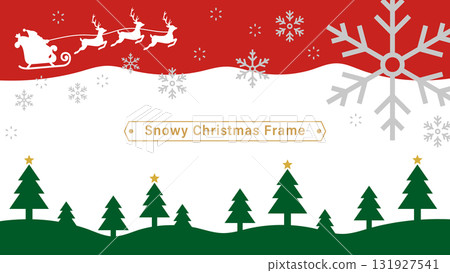 A background of Santa Claus pulling a sleigh through the forest. A simple Christmas frame. 131927541