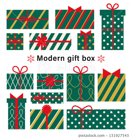 Modern gift boxes. Christmas gift box set. 131927543