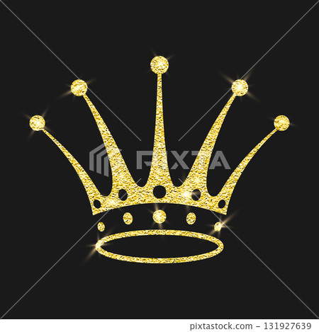 Gold Glitter Crown Royal Tiara Logo, Vector Illustration. Luxury Sparkle Emblem on Black. Gold Glitter Crown Icon for Queen and King. Gold Glitter Crown Clipart, Luxury Tiara Decor, Sparkling Jewel Gold Glitter Crown Royal Tiara Logo, Vector Illustration. Luxury Sparkle Emblem on Black. Gold Glitter Crown Icon for Queen and King. Gold Glitter Crown Clipart, Luxury Tiara Decor, Sparkling Jewel 131927639